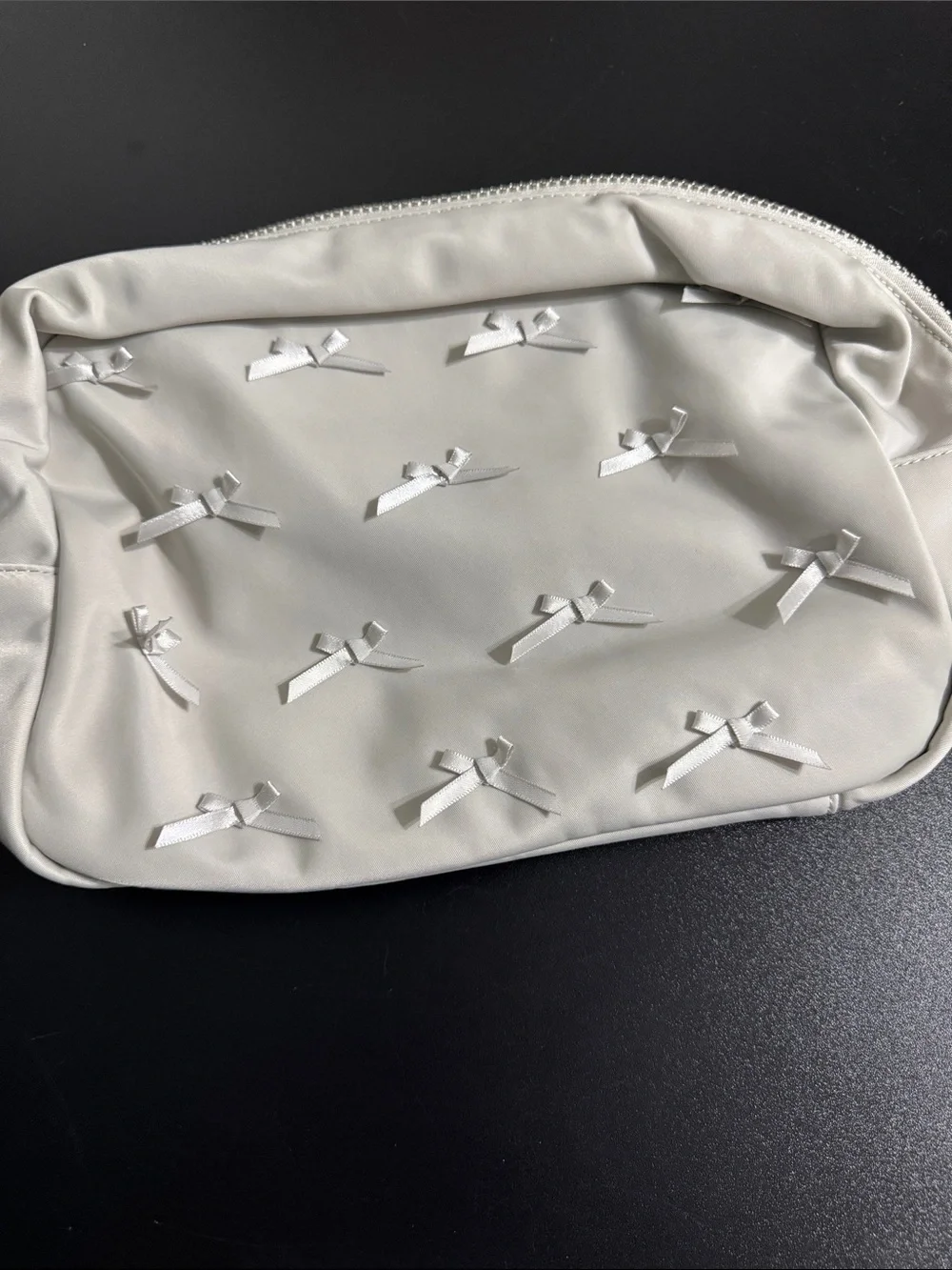 Stoney Clover Lane Ivory Bow Appliqué Cosmetic Pouch
